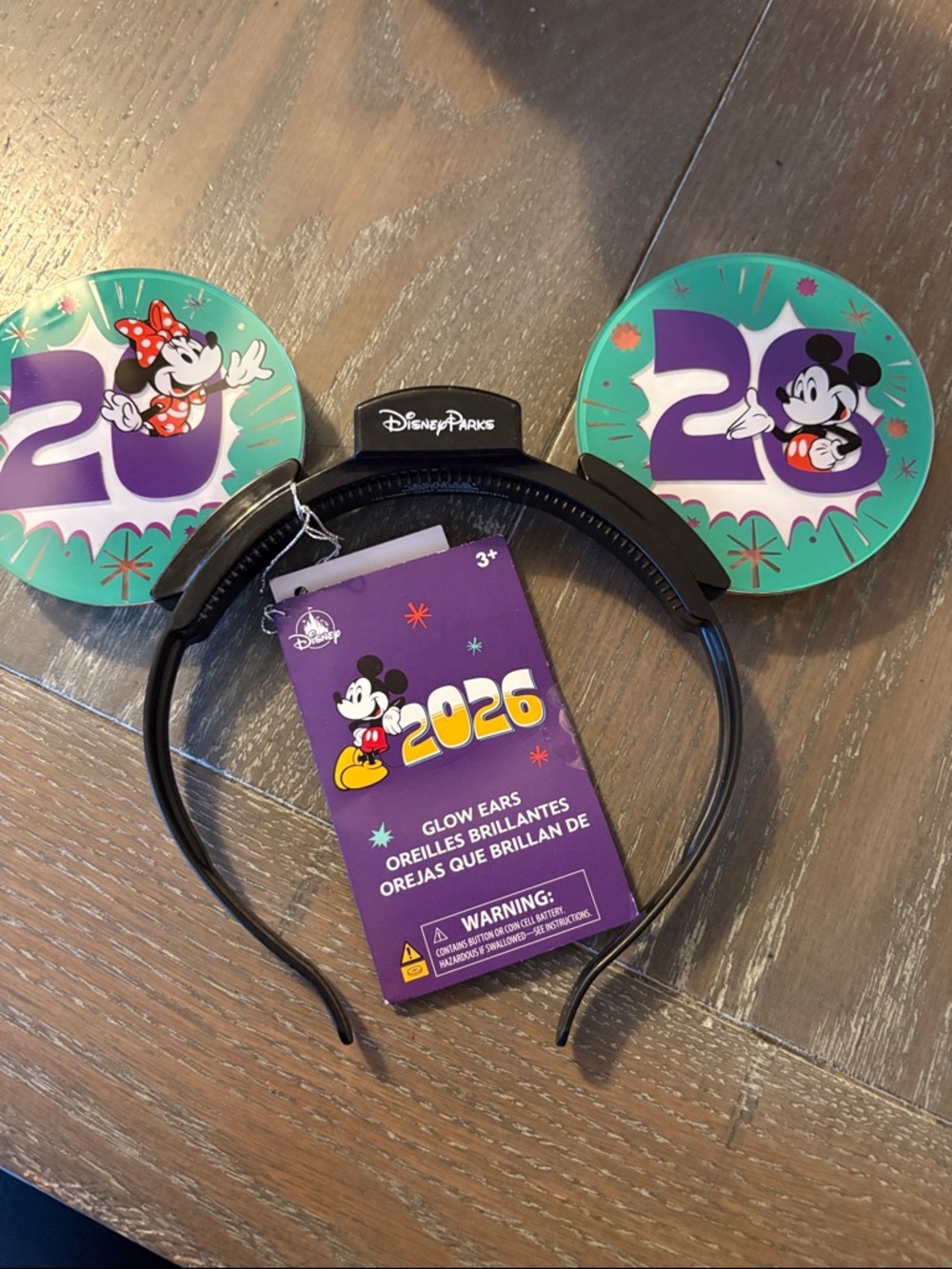 Disney 2026 Light-Up Mickey & Minnie Ear Headband - Teal & Purple